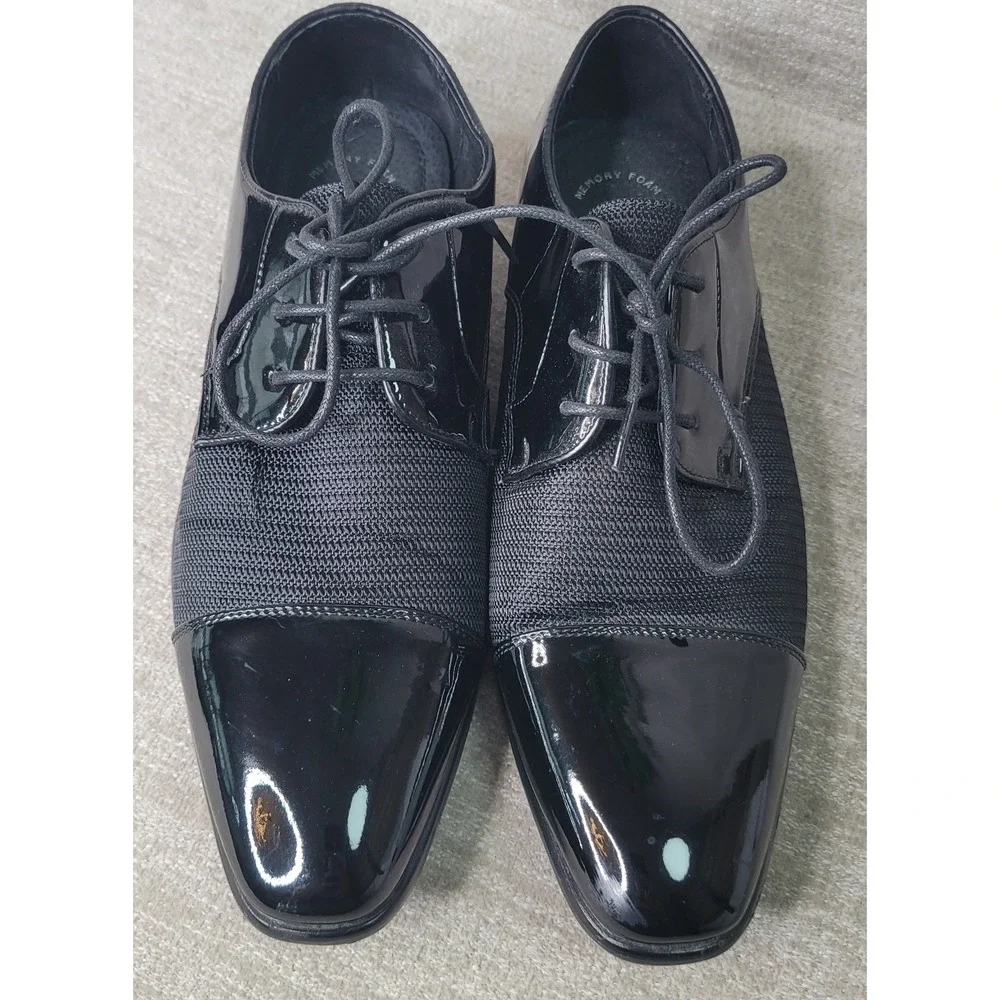 Stacy Adams Mens 21912-001 Black Patent Mesh Cap Toe Derby Dress Shoes 7.5M